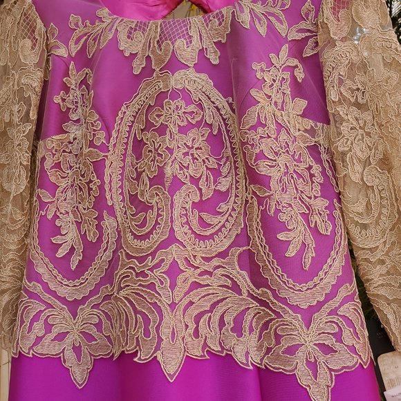 Ana Torres Fuchsia Column Mother of the Bride Taffeta Formal Gown - Picture 9 of 14